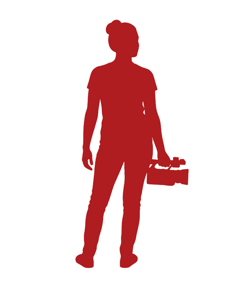 An artist holding a camera